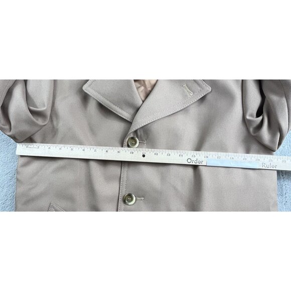 Vintage Sears Overcoat Mens 40 Beige Coat Zip Out Lining Dress Trench 70s Winter - Picture 6 of 14